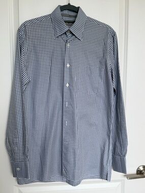 Canali Men's Blue Checked Dress Shirt M EC